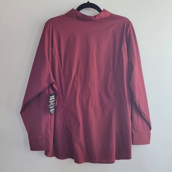 NWT Jessica London 20W wine red button up top office workwear business - Picture 2 of 13